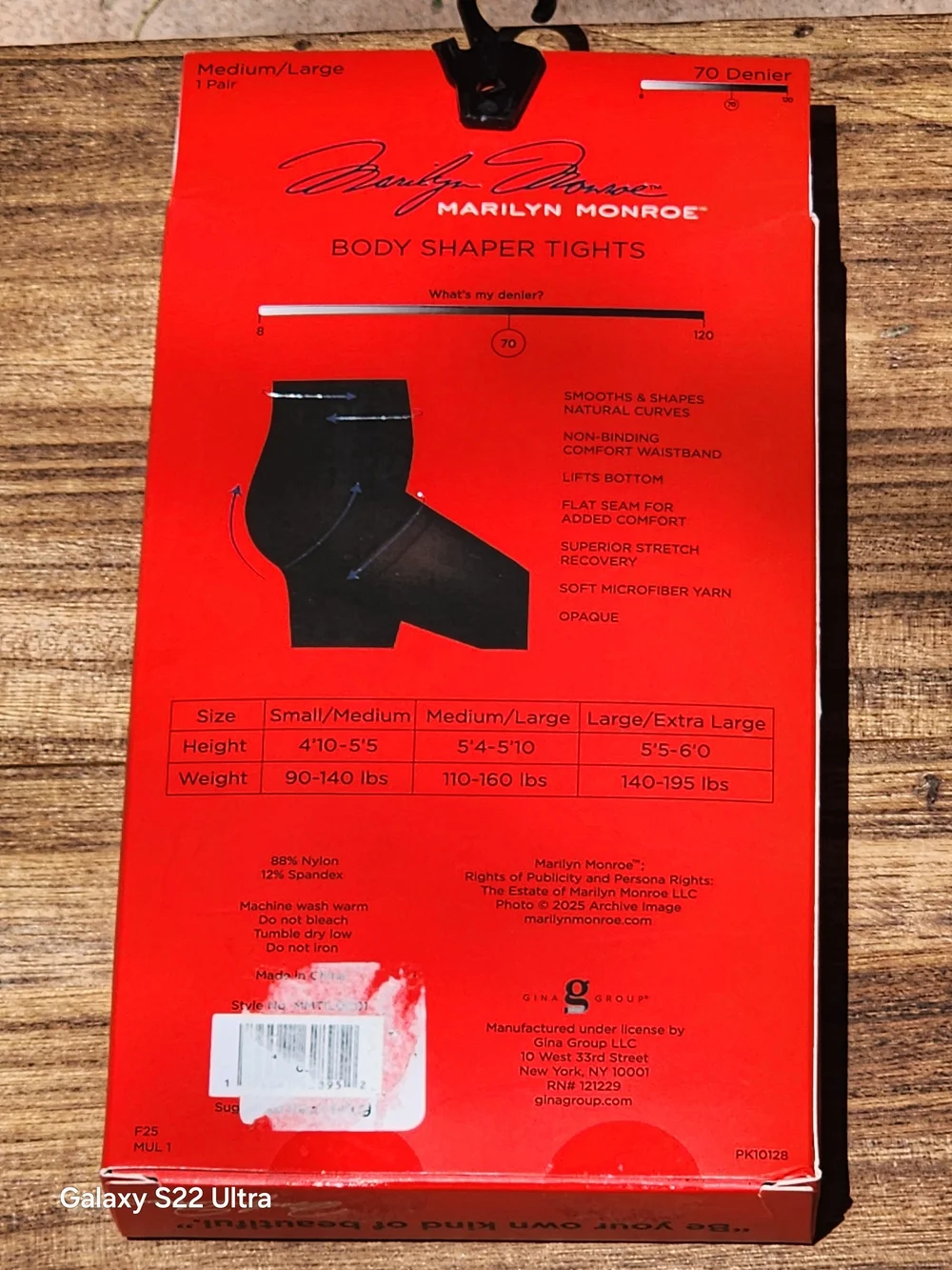 Marilyn Monroe Women's Black Shaping Tights Size M/L